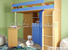 Кровать чердак с рабочей зоной Фанки Соло 2