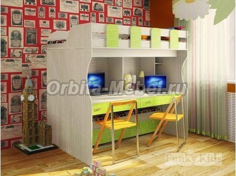 Двухъярусная кровать с выдвижными столами Фанки Кидз 19 (без лестницы)